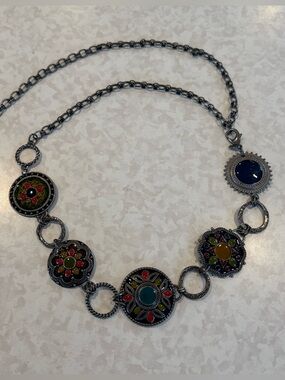 Chico's Women's Vintage Y2K Southwestern Metal Chain Belt Silver Tone 51 Inches
